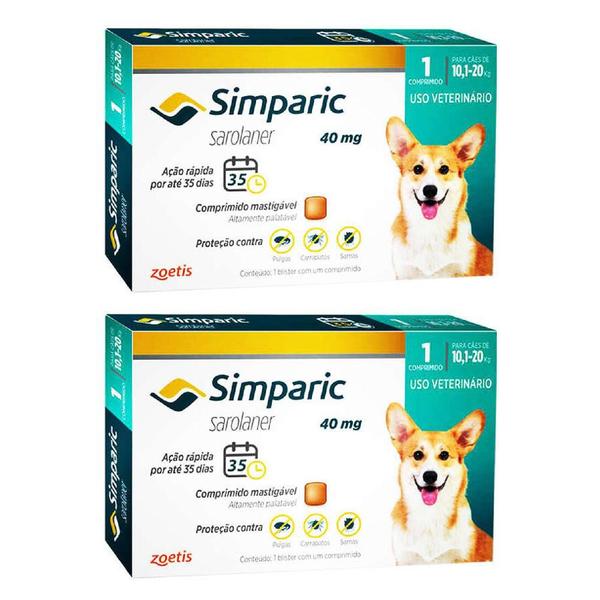 Imagem de Combo 2 unidades Simparic 10,1 a 20 kg 40mg comp avulso