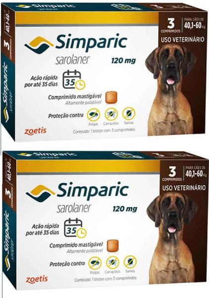 Imagem de Combo 2 unidades Simparic 40,1 a 60 kg 120 mg cx 3 comp