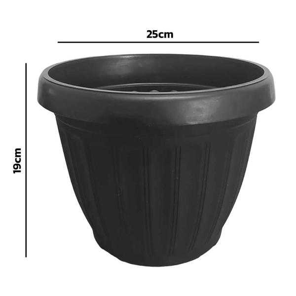 Imagem de Combo 2 Vasos de Plantas Redondo 9 Litros e 4,8 Litros Preto