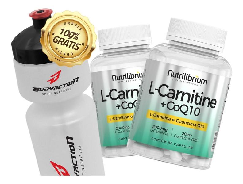 Imagem de Combo 2x L-carnitina + Coenzima Q10 180 Caps 2000mg + Squeeze Nutrilibrium