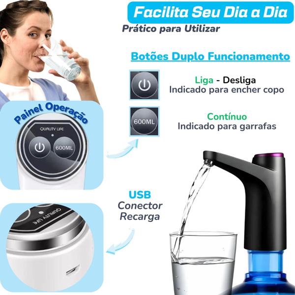 Imagem de Combo 3 Bombas Água Portátil Automática Recarregável Torneira Galão Até 20 Lts Design Moderno Resistente Branca ou Preta