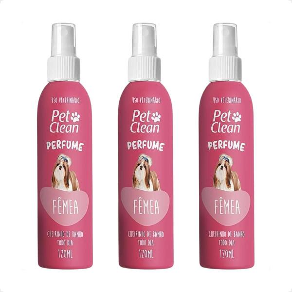 Imagem de Combo 3 Perfume Pet Clean Fêmea para Cães e Gatos - 120ml