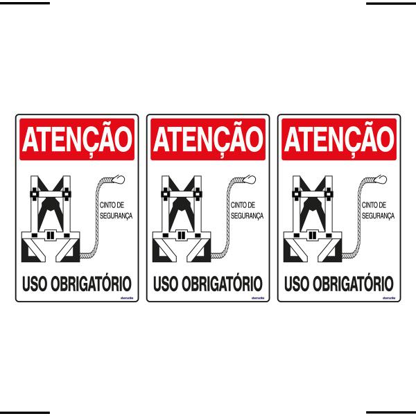 Imagem de Combo 3 Placas De Sinalização Atenção Cinto De Segurança Uso Obrigatório 20X30 Ekomunike - S-207 F9e