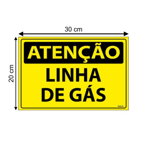 Imagem de Combo 3 Placas De Sinalização Atenção Linha De Gás 30x20 Ecom IA - SA64 F9e