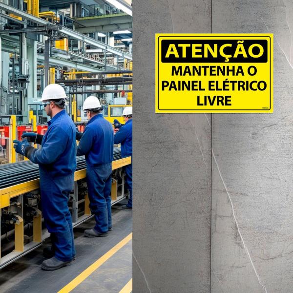 Imagem de Combo 3 Placas De Sinalização Atenção Mantenha O Painel Elétrico Livre 30x20 Ecom IA - SA20 F9e