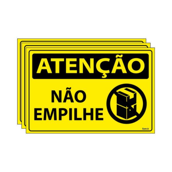 Imagem de Combo 3 Placas De Sinalização Atenção Não Empilhe 30x20 Ecom IA - SA48 F9e