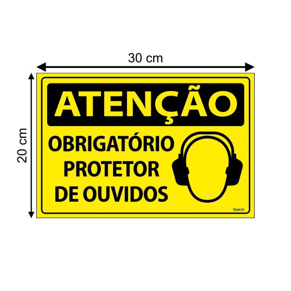 Imagem de Combo 3 Placas De Sinalização Atenção Obrigatório Protetor De Ouvidos 30x20 Ecom IA - SA29 F9e