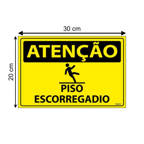 Imagem de Combo 3 Placas De Sinalização Atenção Piso Escorregadio 30x20 Ecom IA - SA89 F9e