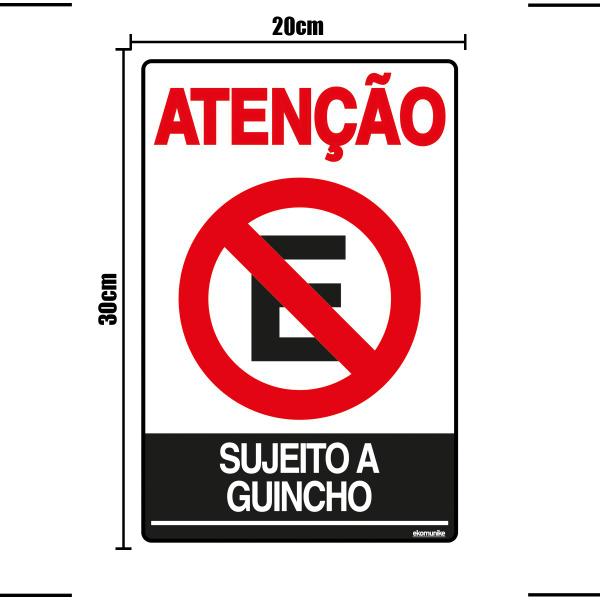 Imagem de Combo 3 Placas De Sinalização Atenção Proibido Estacionar Sujeito A Guincho 20x30 Ekomunike - P-4/2 F9e