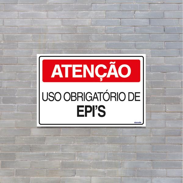 Imagem de Combo 3 Placas De Sinalização Atenção Uso Obrigatório De Epi's 30x20 Ekomunike - S-227/1 F9e