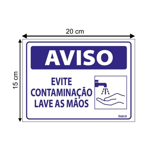 Imagem de Combo 3 Placas De Sinalização Aviso Evite Contaminação Lave As Mãos 20x15 Ecom IA - P-37/2 F9e