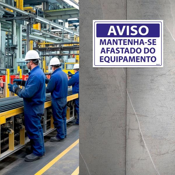 Imagem de Combo 3 Placas De Sinalização Aviso Mantenha-se Afastado Do Equipamento 30x20 Ecom IA - SV14 F9e