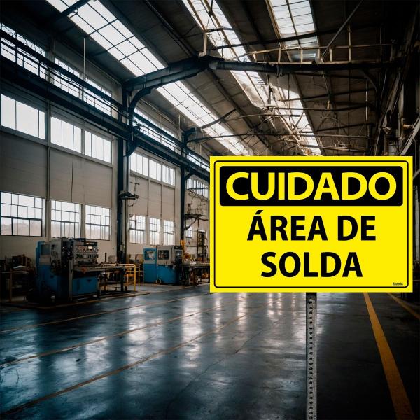 Imagem de Combo 3 Placas De Sinalização Cuidado Área De Solda 30x20 Ecom IA - SC64 F9e