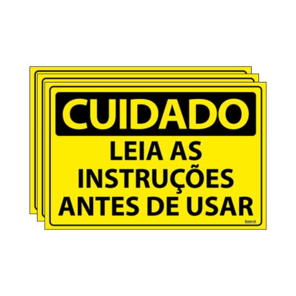 Imagem de Combo 3 Placas De Sinalização Cuidado Leia As Instruções Antes De Usar 30x20 Ecom IA - SC83 F9e