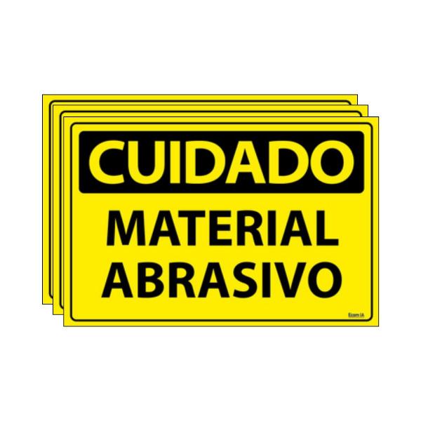 Imagem de Combo 3 Placas De Sinalização Cuidado Material Abrasivo 30x20 Ecom IA - SC73 F9e