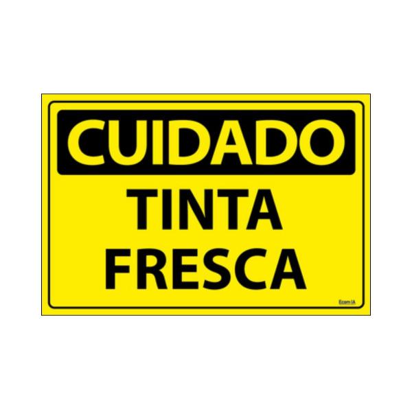 Imagem de Combo 3 Placas De Sinalização Cuidado Tinta Fresca 30x20 Ecom IA - SC81 F9e