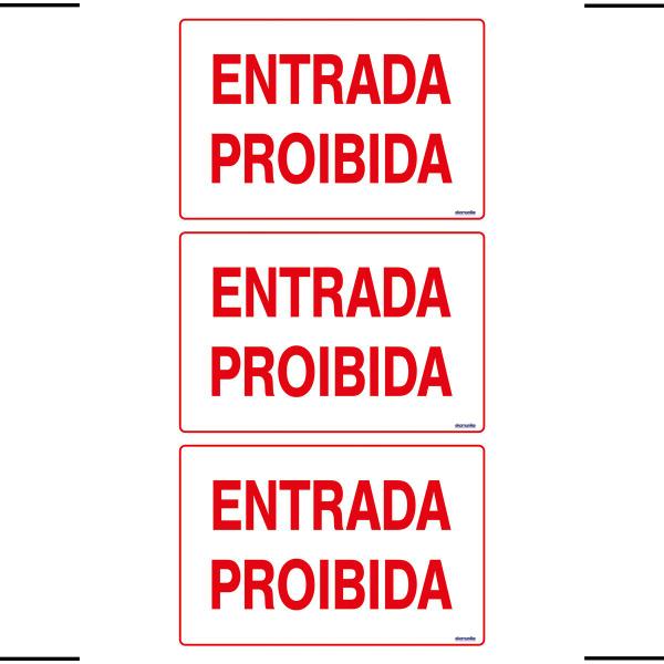 Imagem de Combo 3 Placas De Sinalização Entrada Proibida 30x20 Ekomunike - P-11 F9e