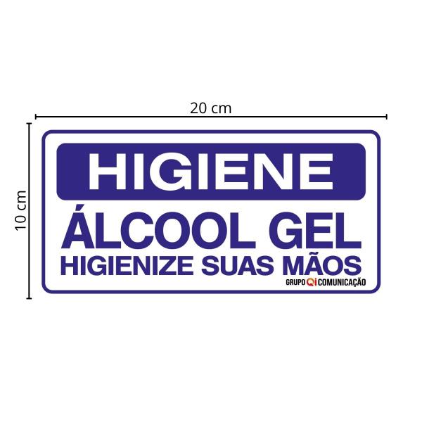 Imagem de Combo 3 Placas De Sinalização Higiene Álcool Gel Higienize Suas Mãos 20x10 Qi Comunicação - P-37/1 Q1a