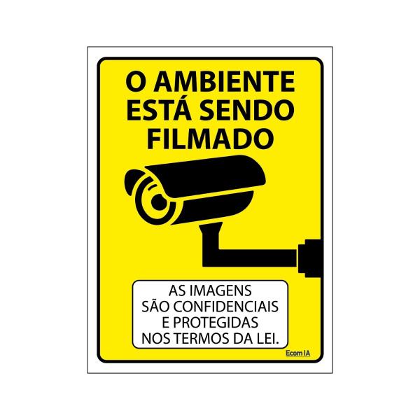 Imagem de Combo 3 Placas De Sinalização O Ambiente Está Sendo Filmado 15x20 Ecom IA - P-25/1 F9e