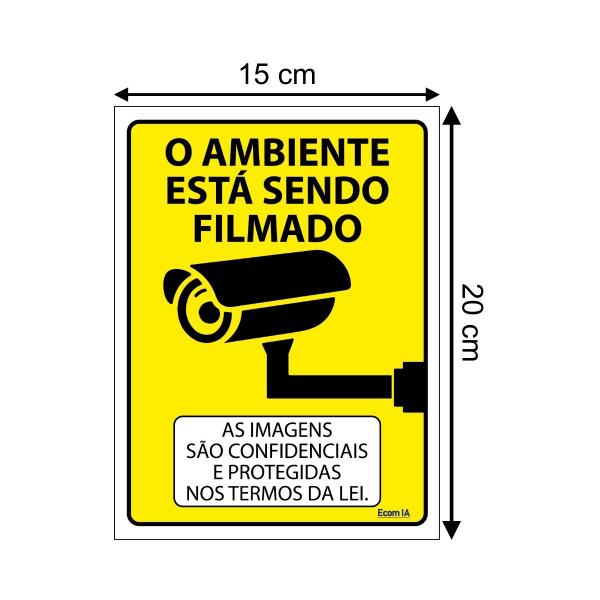 Imagem de Combo 3 Placas De Sinalização O Ambiente Está Sendo Filmado 15x20 Ecom IA - P-25/1 F9e