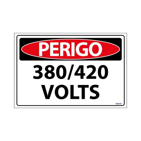 Imagem de Combo 3 Placas De Sinalização Perigo 380 / 420 Volts 30x20 Ecom IA - SP12 F9e