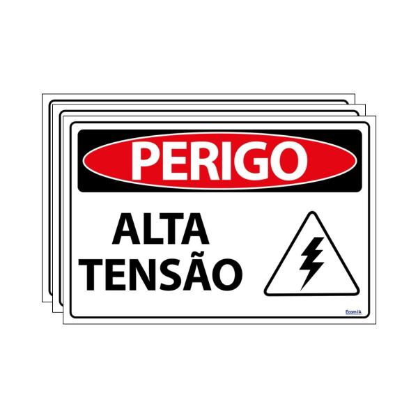 Imagem de Combo 3 Placas De Sinalização Perigo Alta Tensão 30x20 Ecom IA - SP6 F9e