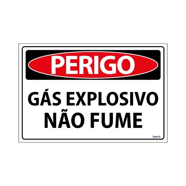 Imagem de Combo 3 Placas De Sinalização Perigo Gás Explosivo Não Fume 30x20 Ecom IA - SP18 F9e