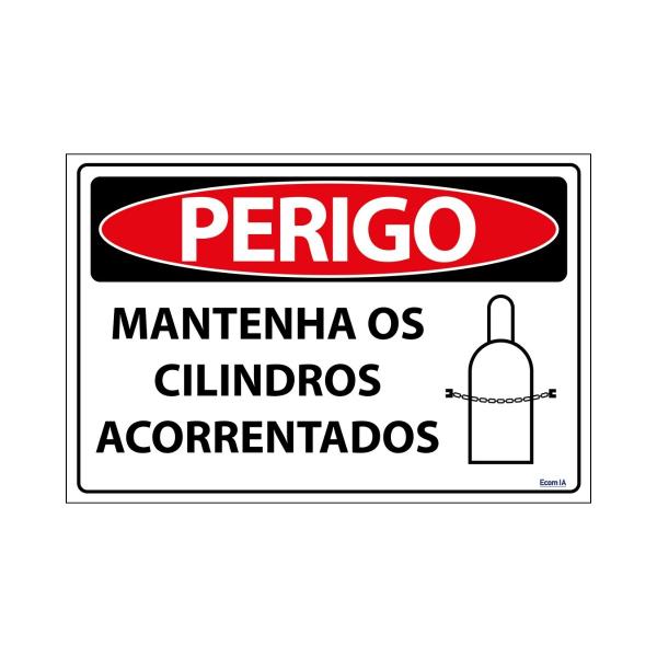 Imagem de Combo 3 Placas De Sinalização Perigo Mantenha Os Cilindros Acorrentados 30x20 Ecom IA - SP45 F9e