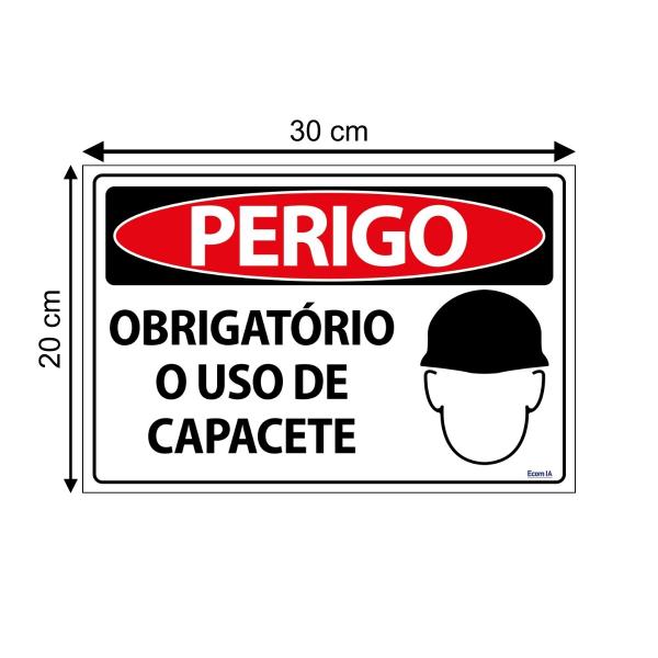 Imagem de Combo 3 Placas De Sinalização Perigo Obrigatório Uso De Capacete 30x20 Ecom IA - SP38 F9e