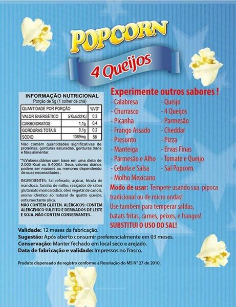 Imagem de Combo 3 Temperos Pipoca Popcorn Sabores 4 Queijos, Cebola E