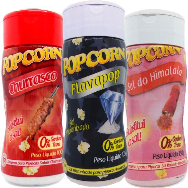 Imagem de Combo 3 Temperos Pipoca Popcorn Sabores Churrasco, Sal Do