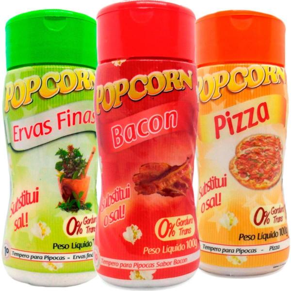 Imagem de Combo 3 Temperos Pipoca Popcorn Sabores Ervas Finas, Pizza E