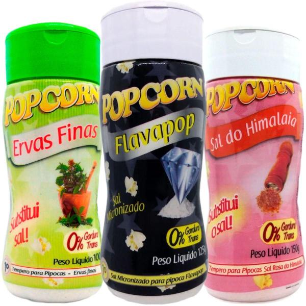 Imagem de Combo 3 Temperos Pipoca Popcorn Sabores Ervas Finas, Sal Do