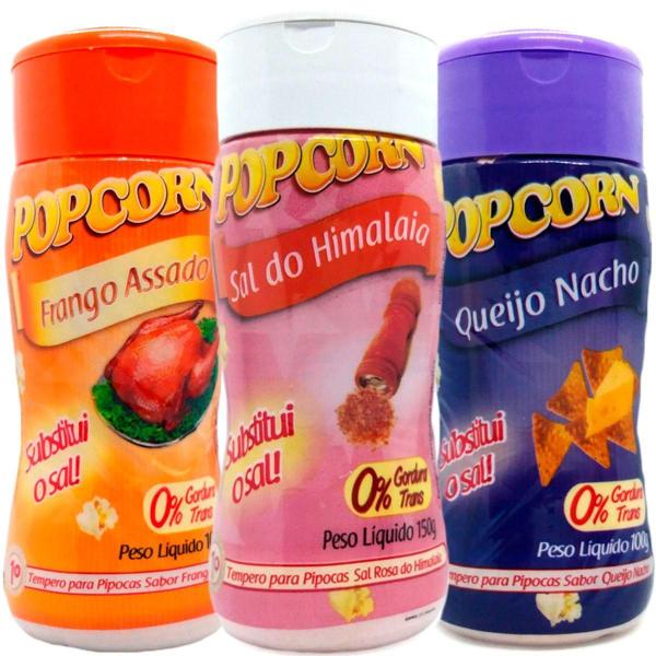 Imagem de Combo 3 Temperos Pipoca Popcorn Sabores Frango Assado,