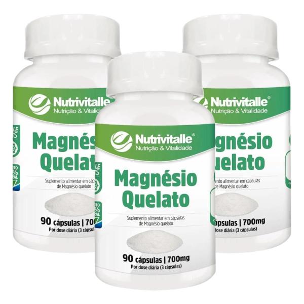 Imagem de Combo 3 Un Magnesio Quelato 700mg 90 Capsulas Nutrivitalle