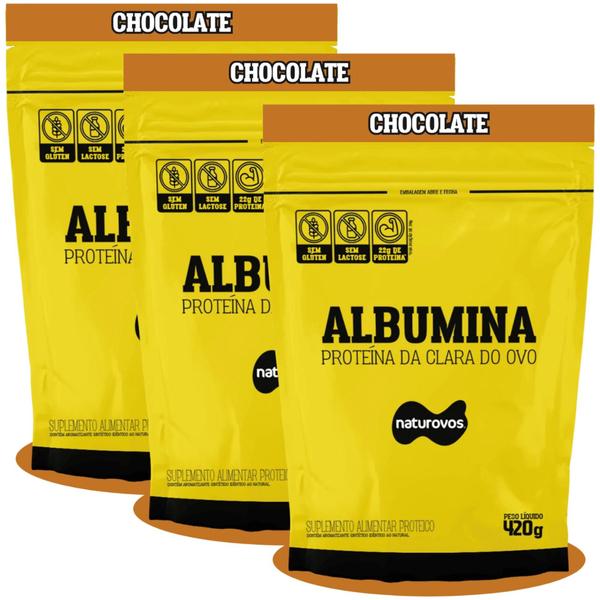 Imagem de Combo 3x Albumina 420g Proteína Naturovos - Sabor Chocolate