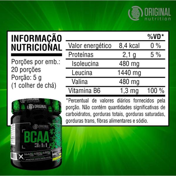 Imagem de Combo 3x BCAA Powder 3:1:1 100G - Original Nutrition