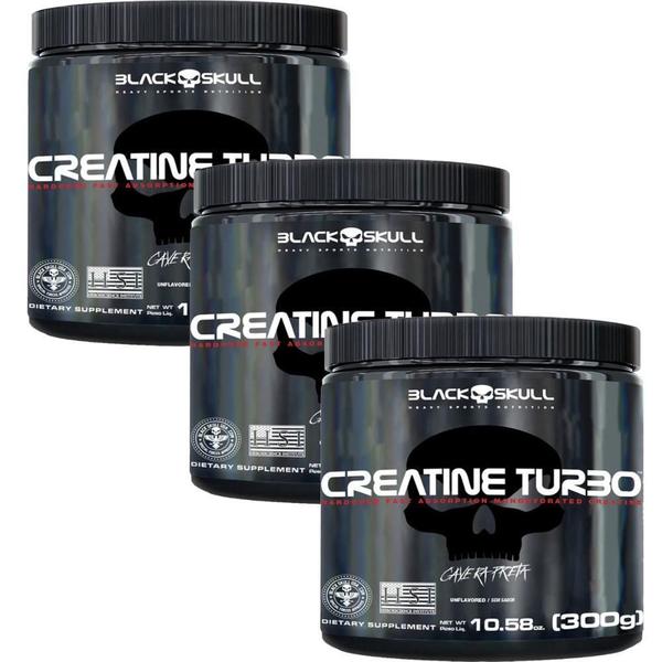 Imagem de Combo 3X Creatina Creatine 300G Caveira Preta - Black Skull