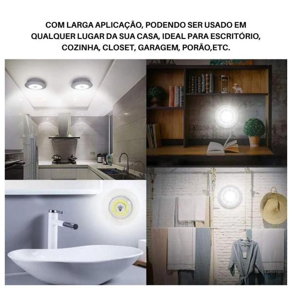 Imagem de Combo 3X Lâmpada Luminária Sem Fio Guarda Roupa Estante Casa