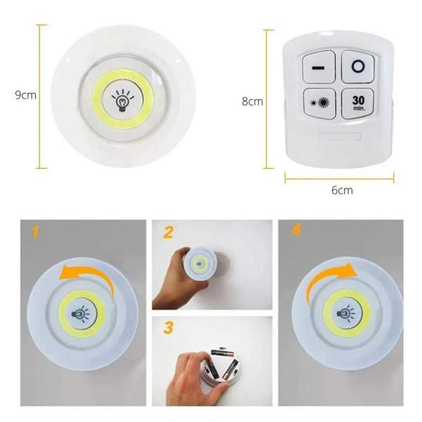 Imagem de Combo 3X Peças Luminárias De Led Sem Fio + Controle Remoto