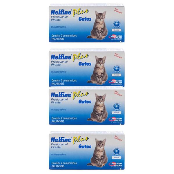 Imagem de Combo 4 unidades Helfine Plus Vermífugo para Gatos - 2 comprimidos