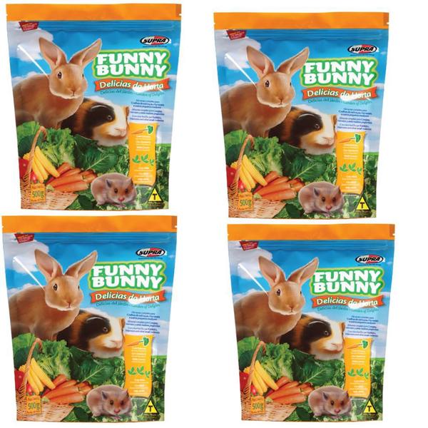 Combo 4 unidades Ração Funny Bunny Roedores Delícias da Horta 1,8 kg - Supra Imagem de Combo 4 unidades Ração Funny Bunny Roedores Delícias da Horta 1,8 kg