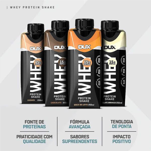 Combo 4x Shake Dux 250ml - Bebida Proteica Whey Pronto para Beber - Dux Nutrition Imagem de Combo 4x Shake Dux 250ml - Bebida Proteica Whey Pronto para Beber