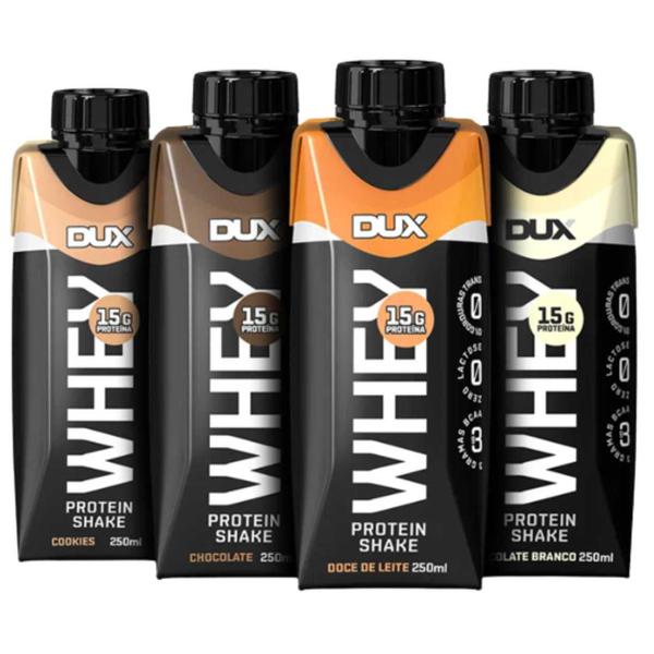 Combo 4x Shake Dux 250ml - Bebida Proteica Whey Pronto para Beber - Dux Nutrition Imagem de Combo 4x Shake Dux 250ml - Bebida Proteica Whey Pronto para Beber