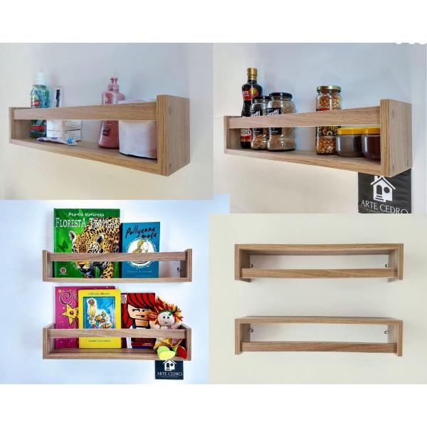 Imagem de Combo 5 Prateleiras De Livros Brinquedos Infantis Estante Organizadora Quarto Nicho Revisteiro Mdf 55 cm