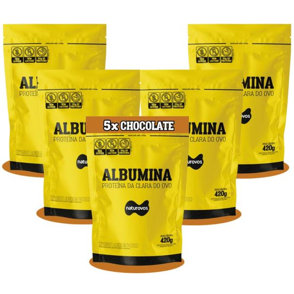 Imagem de Combo 5x Albumina 420g Proteína Naturovos - Sabor Chocolate