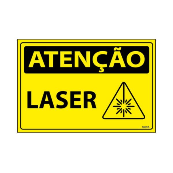 Imagem de Combo 6 Placas De Sinalização Atenção Laser 30x20 Ecom IA - SA106 F9e