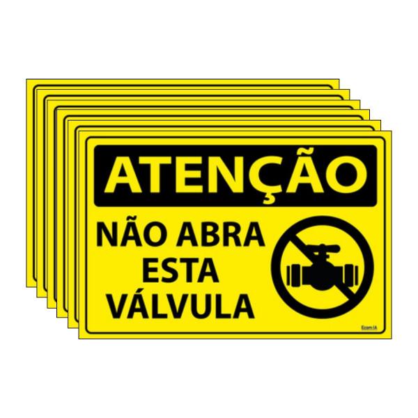 Imagem de Combo 6 Placas De Sinalização Atenção Não Abra Esta Válvula 30x20 Ecom IA - SA79 F9e