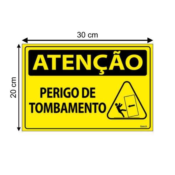 Imagem de Combo 6 Placas De Sinalização Atenção Perigo De Tombamento 30x20 Ecom IA - SA104 F9e