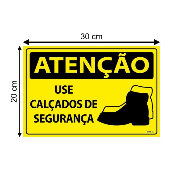 Imagem de Combo 6 Placas De Sinalização Atenção Use Calçados De Segurança 30x20 Ecom IA - SA11 F9e